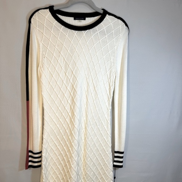 Tommy Hilfiger Womens Size M Long Sleeve Textured Knit Sweater Dress Cream - Picture 3 of 15